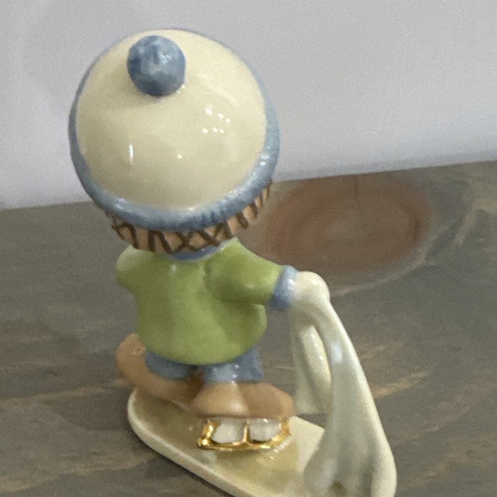 RARE Peanuts Linus Ice Skating W/Blanket Lenox- A Skating Party - Vintage Figure - Picture 6 of 13